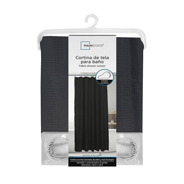 Cortina de Baño Mainstays Jaquard Negro 180x180 cm