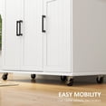 thumbnail image 4 of White Kitchen Island with Stainless Steel Countertop & Storage Cart - Rolling Kitchen Island for Small Spaces, Dining & Prep, 4 of 7