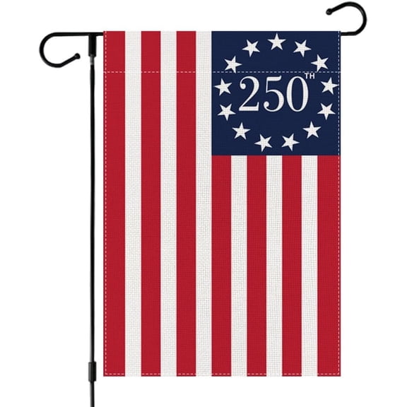 250 Years America Anniversary Garden Flag, Double-sided 250 American flag Patriotic 4th of July Yard Sign for Outdoor Independence Day Decorations (B)