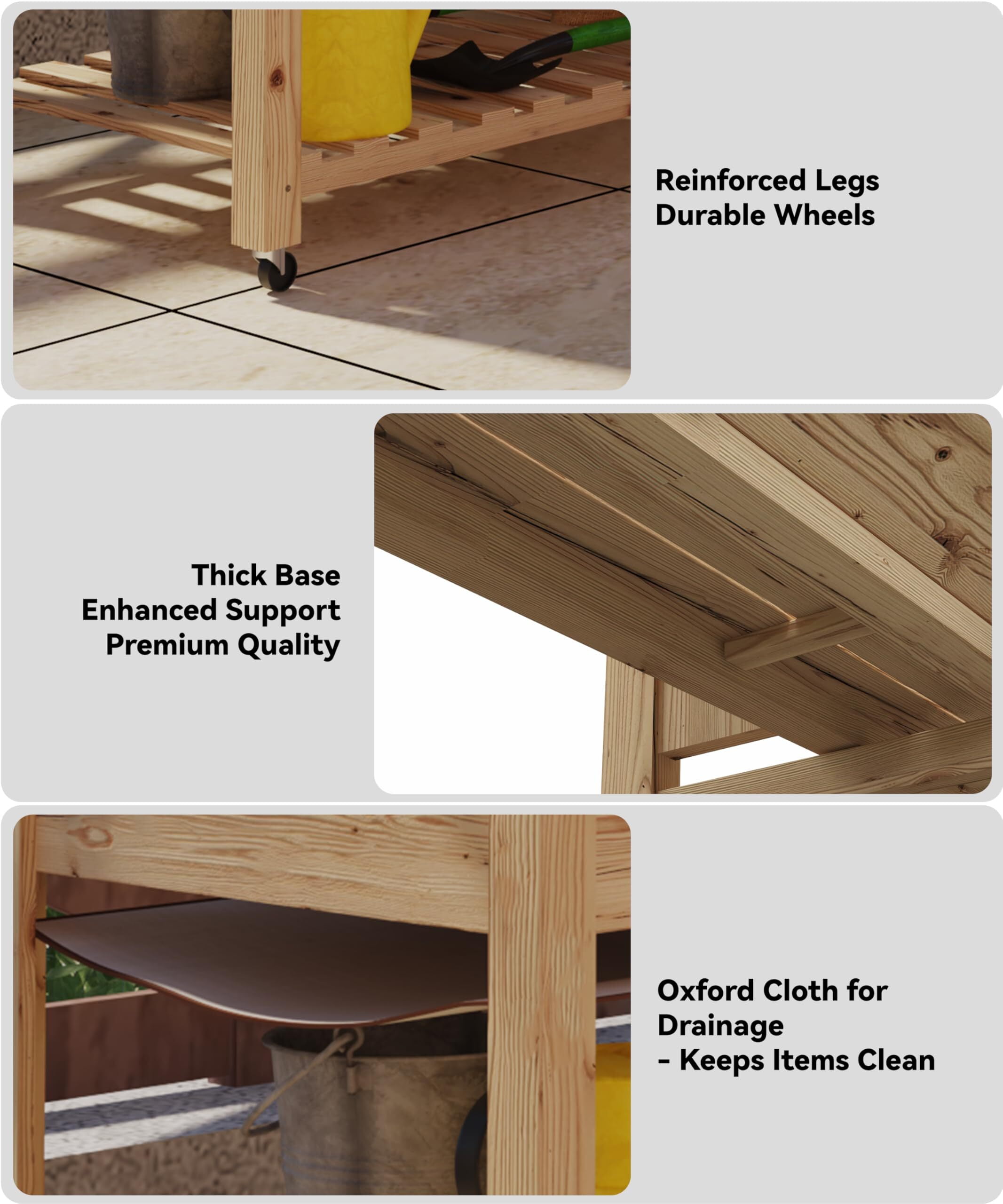 RIEDHOFF Raised Garden Bed, Elevated with Legs and Wheels, Cedar Wood, Outdoor, 48 x 24 x 30 in