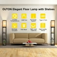 thumbnail image 4 of OUTON Floor Lamp with Shelves, Standing Lamp with USB & Type C & Power Outlet, 3 Color Temperature with Linenshade for Living Room, Bedroom, Black, 4 of 14