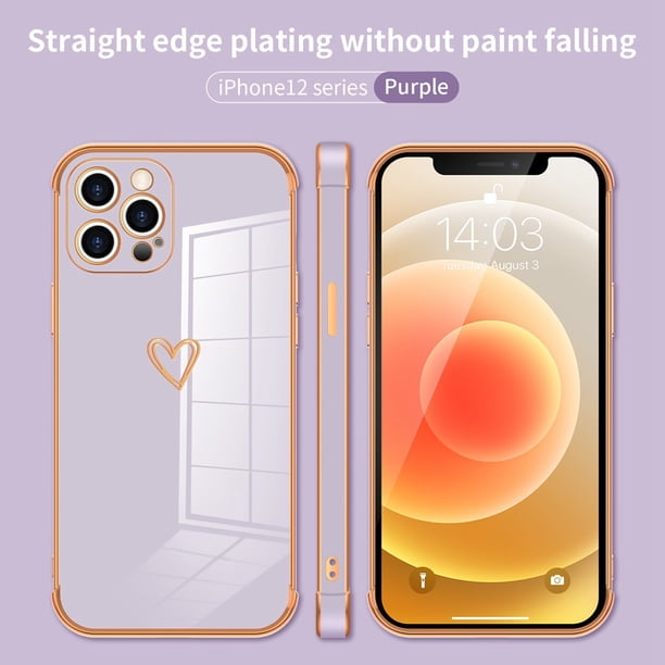 Carcasa De Lujo Para Iphone 13 12 11 Pro Max Mini Promax Love Heart Cases Square Plating Case 13Pro 12Pro Protector De Lente De Cámara Cubierta Trasera