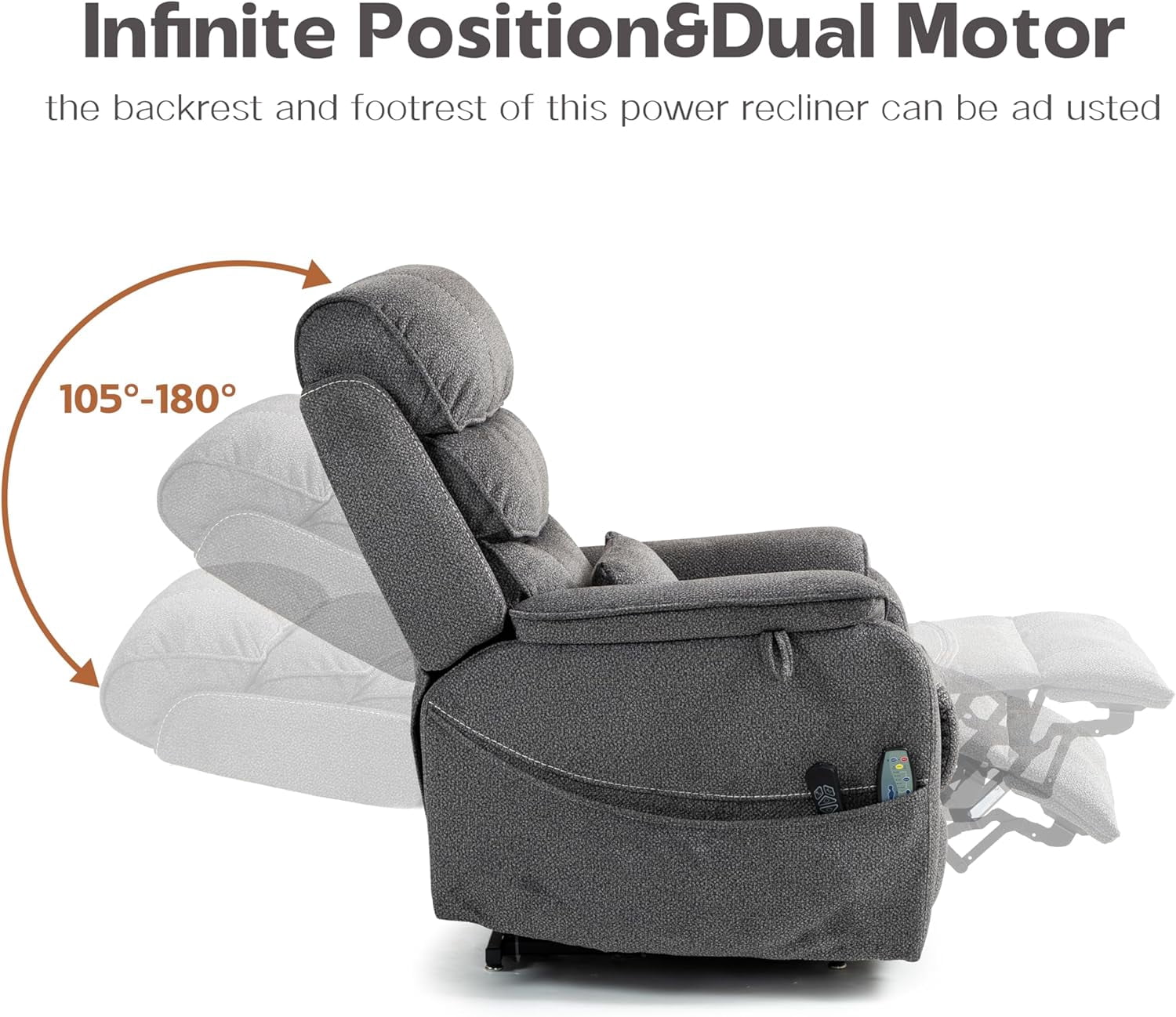 Adults Power Lift and Heat and Massage Recliners with Wireless Charging Device and USB Ports