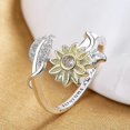 thumbnail image 5 of Bague en Argent Sterling Tu Es Mon Soleil Tournesol Cz Cœur Réglable, 5 of 5