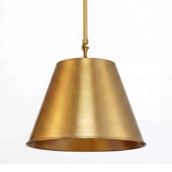 Kira Home Vida 12" Gold Pendant Light, Tapered Metal Shade, Mid Century Metal Empire Gold Shade Hanging Lamp, Warm Brass