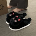 thumbnail image 2 of QYCKABY Zapatillas de algodón con cabeza grande para el hogar con diseño de gatos para mujer, zapatos gruesos de felpa Kawaii con dibujos animados, zapatillas blancas y negras, 2 of 5