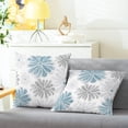 thumbnail image 2 of Throw Pillow Covers Decorative 20 X 20 Inches Pack of 2 Cozy Fleece Two-Tone Blooming Flowers Decorative Cushion Cases for Couch Bed Sofa Farmhouse Decoration Smoke Blue Grey, 2 of 6
