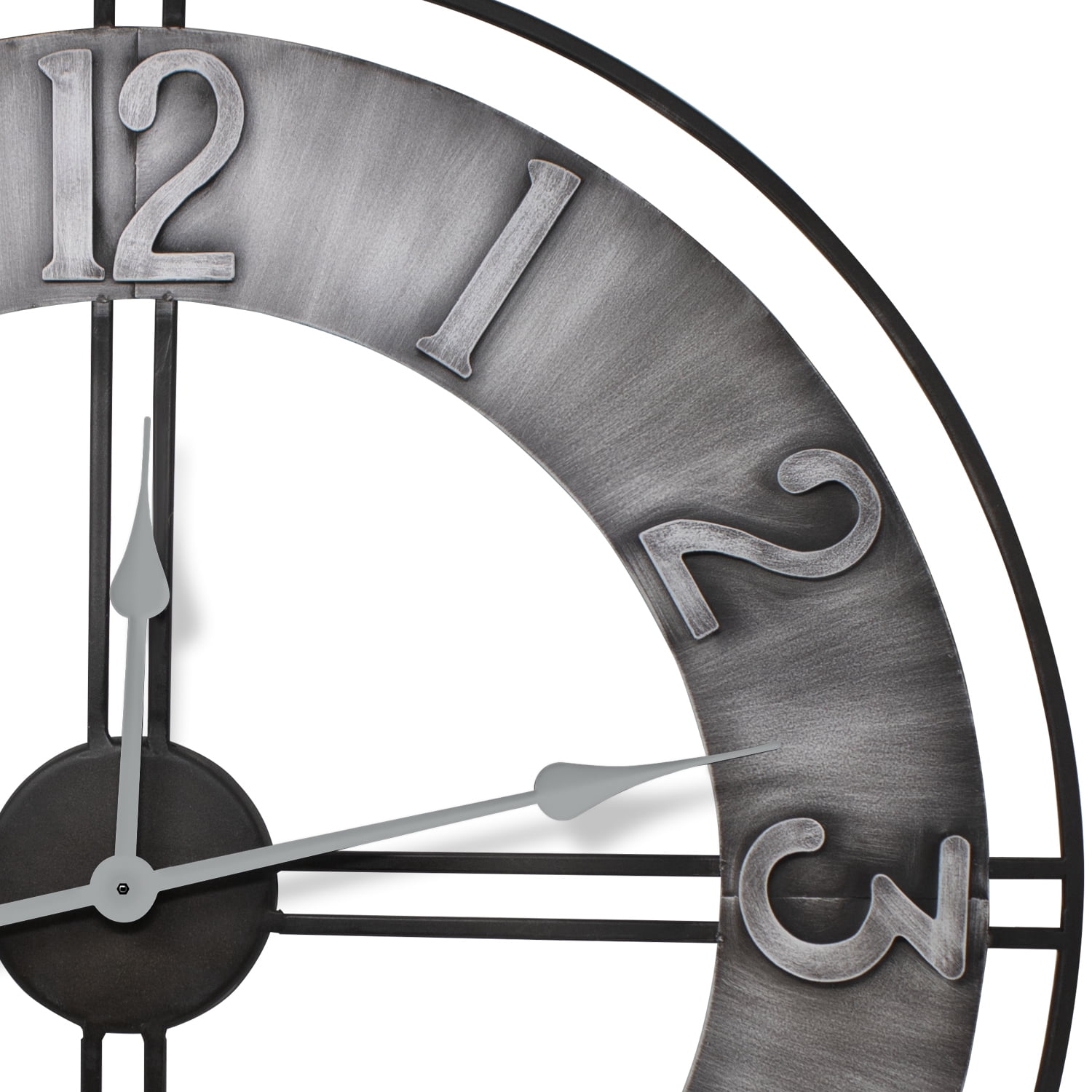 Sorbus 24" Oversized Decorative Wall Clock, Gray Metal, Arabic Numerals, Quartz
