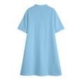 thumbnail image 7 of Guieoi Summer Dresses for Women V-Neck Short-Sleeve Cotton-Linen Casual Straight-Cut Solid-Color Dress with Pockets Blue S, 7 of 7