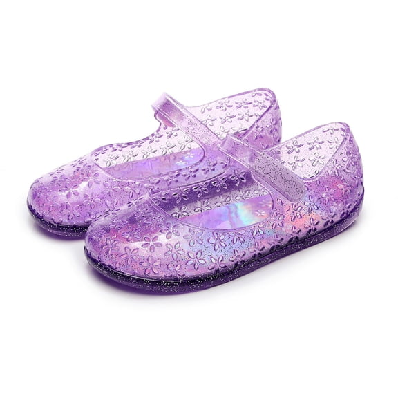 ITSAME Girls Sandals, Adjustable Strap Closed Toe Comfortable Summer Fashion Princess Jelly Mary Jane Shoes Purple 11(Little Kids)