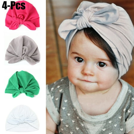 Velvet Turban - 4PCS Baby Hat, Aniwon Knot Solid Color Soft Velvet Baby Head Wrap Headband Infant Toddler Cap Turban for Newborn Girl Boy