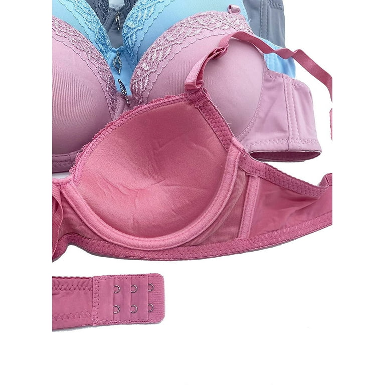Pink Lover 6 Packs Women A Cup Full Cup Regular Padded Everyday Wear 30A  32A 34A 36A Bra (36A) 