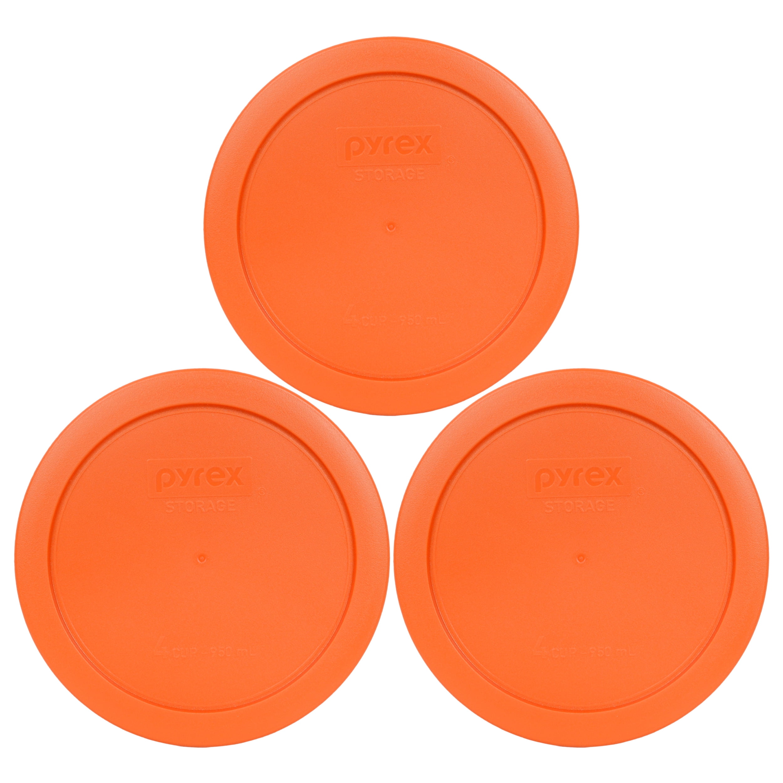 Pyrex Replacement Lid 7201PC Orange Copper Round Plastic Cover (3Pack