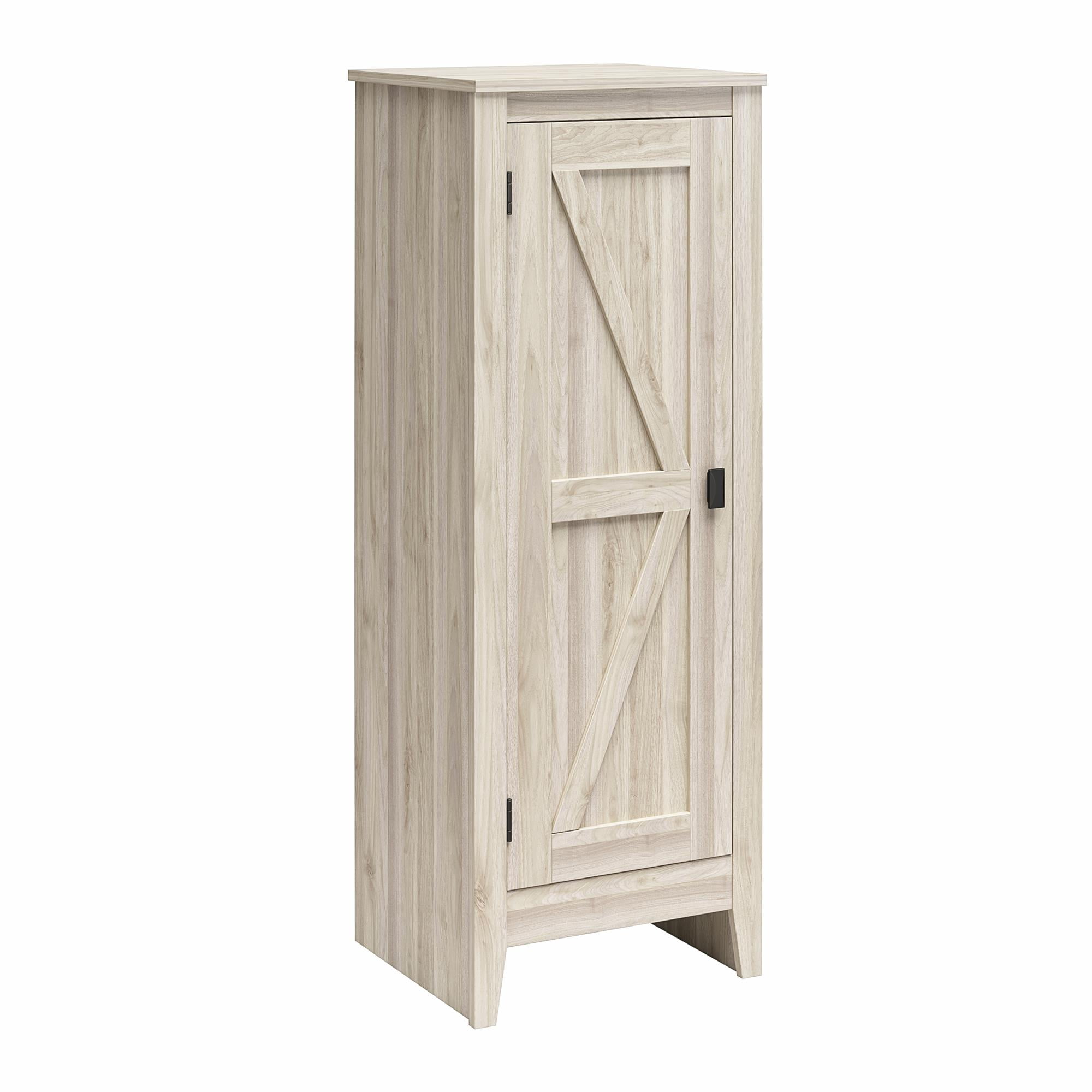 Woven Paths Scandi Farmhouse Storage Cabinet, Light Walnut