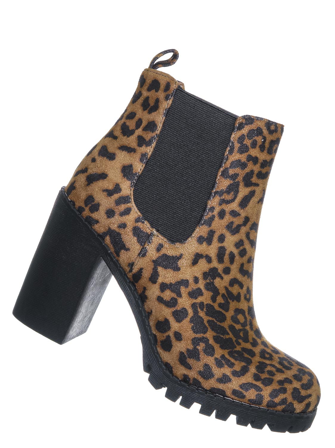 WOMENS LEOPARD SKIN ANKLE CHELSEA LADIES ZIP BLOCK CHUNKY HEEL SHOES BOOTS SIZE 