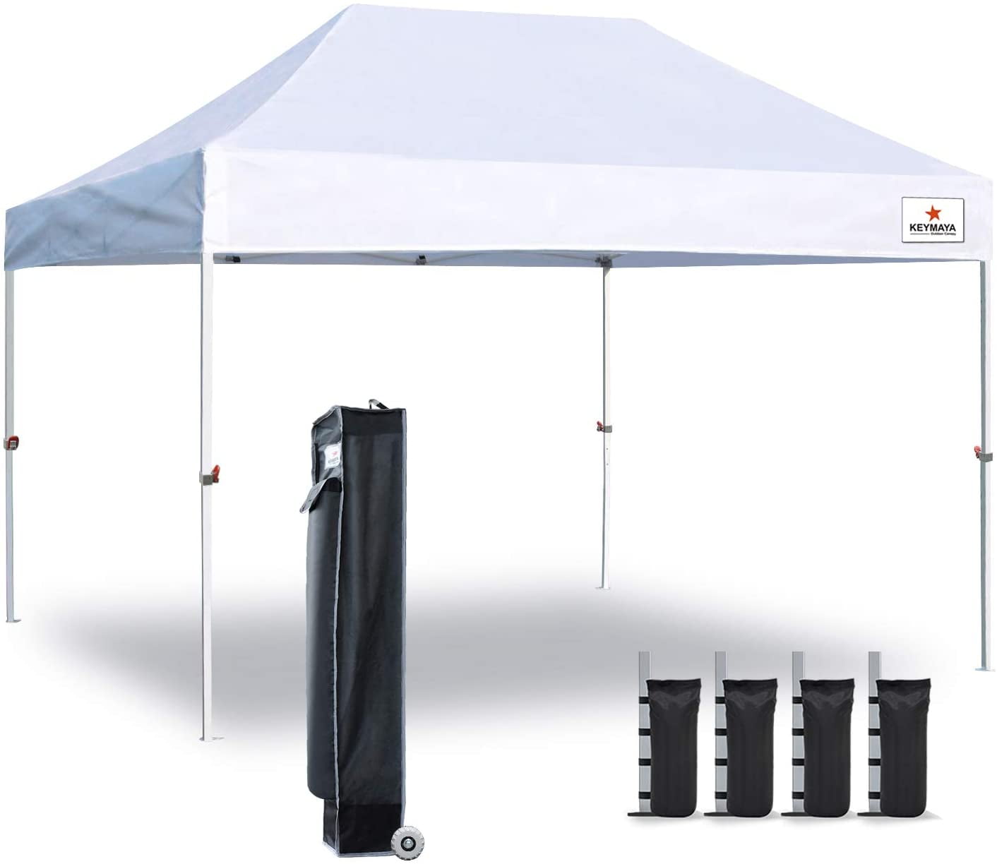Eurmax 10x15 Ez Pop Up Canopy Tent Sport Instant Canopy with Heavy Duty Roller Bag,Bonus 4 Sand Weights Bags Orange 