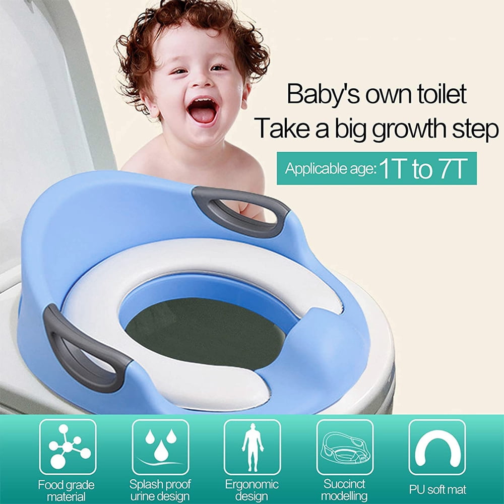 POTTY SEAT BABY CHILD POTTY TOILET TRAINER TRAINING SEAT with HANDLES Blue 