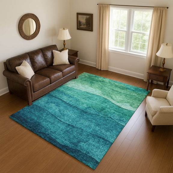Addison Rugs Mayfield Premium Machine Washable Transitional Stripes Teal Rectangle Rug, 10' X 14' Machine Washable Transitional Stripes Teal Oversized Sherpa Throw Blanket
