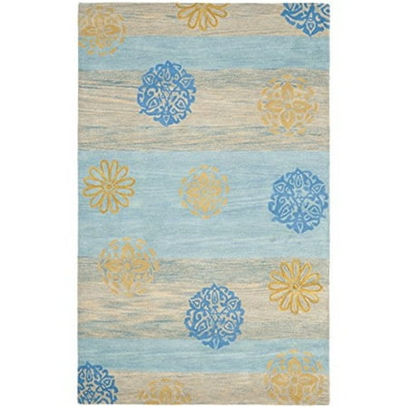 Contemporary Rug - Soho Wool/Viscose Pile -Blue/Multi Style-J-Color:Blue/Multi,Design:Contemporary,Shape:Small Rectangle,Size:5' 6''L x 3' 6''W