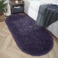 thumbnail image 7 of YJ.GWL Oval Fluffy Carpets Modern Plush Shaggy Area Rug Nursery Bedside Rugs for Bedroom Living Room Home Decor Mats,2.6 x 5.3ft,Gray Purple, 7 of 7