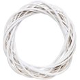 thumbnail image 1 of Loinhgeo Corona navideña de ratán para puerta delantera, guirnalda, adornos, flores colgantes, manualidades, decoración del hogar, fiesta, regalo, blanco, 30cm, 1 of 5