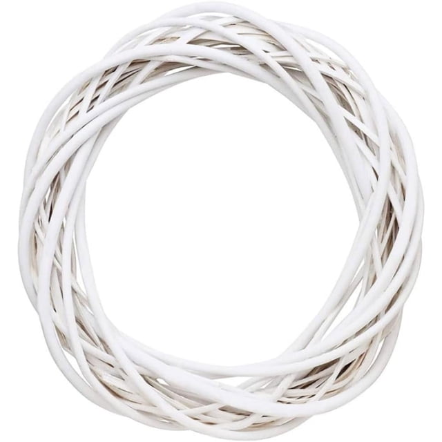 Loinhgeo Corona navideña de ratán para puerta delantera, guirnalda, adornos, flores colgantes, manualidades, decoración del hogar, fiesta, regalo, blanco, 30cm