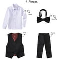 thumbnail image 2 of Boys Suit Set Formal Dress Shirt with BowTie Vest Pants Toddler Boy Tuxedo Suits, 2 of 14