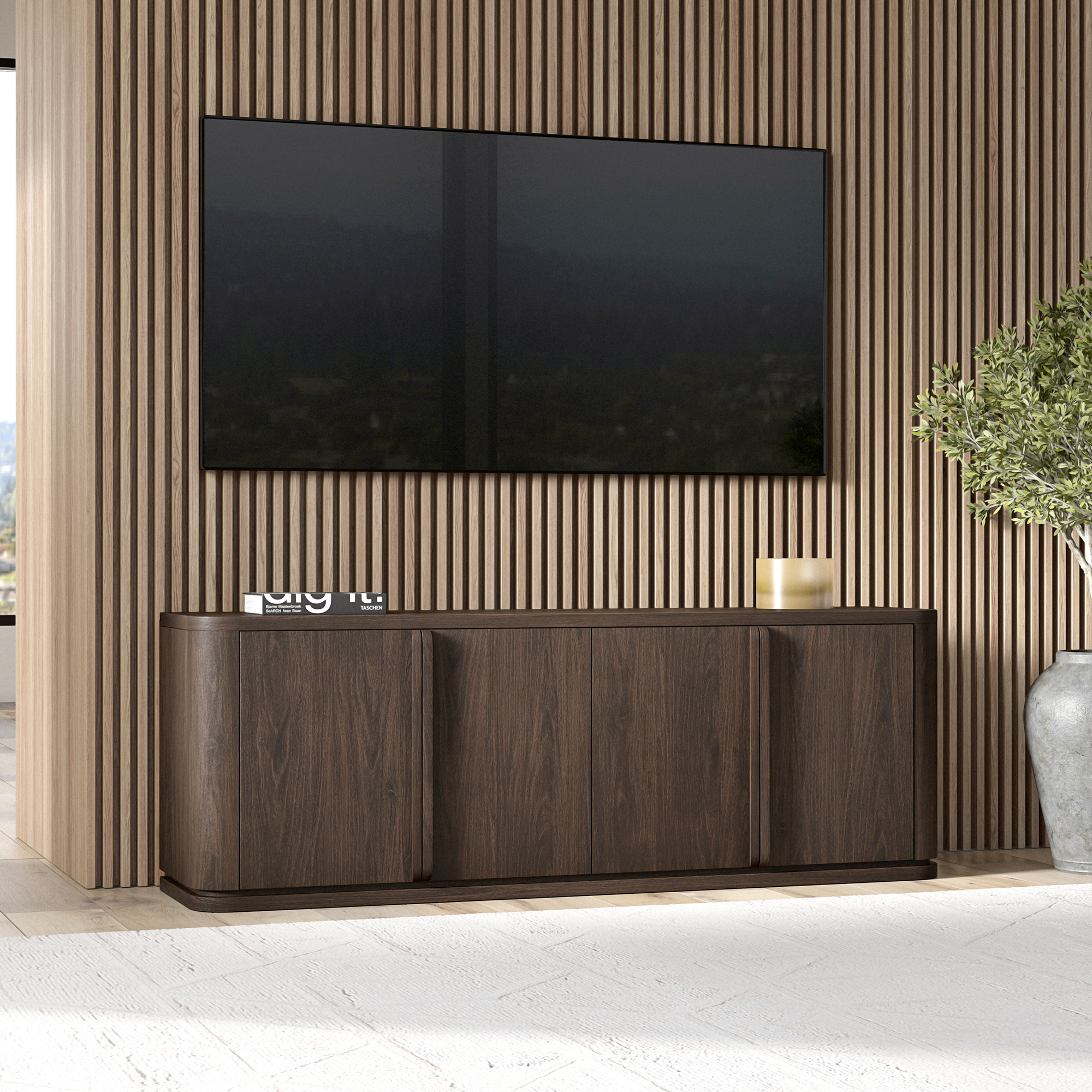 Vance Rectangular TV Stand for TV's up to 78" in Alder Brown