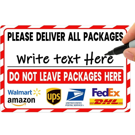 Package Delivery Sign - Do Not Leave Package Here - 8x12 Inch Add Your Personalized DIY Package Delivery Sign