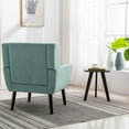 thumbnail image 4 of Accent Chai, Comfy Arm Chair Reading Club Coffee Chair with Wood Legs, Leisure Upholstered Single Sofa Study Chair, Mid-Century Modern Lounge Chair for Living Room Bedroom Apartment, Mint Green, 4 of 7