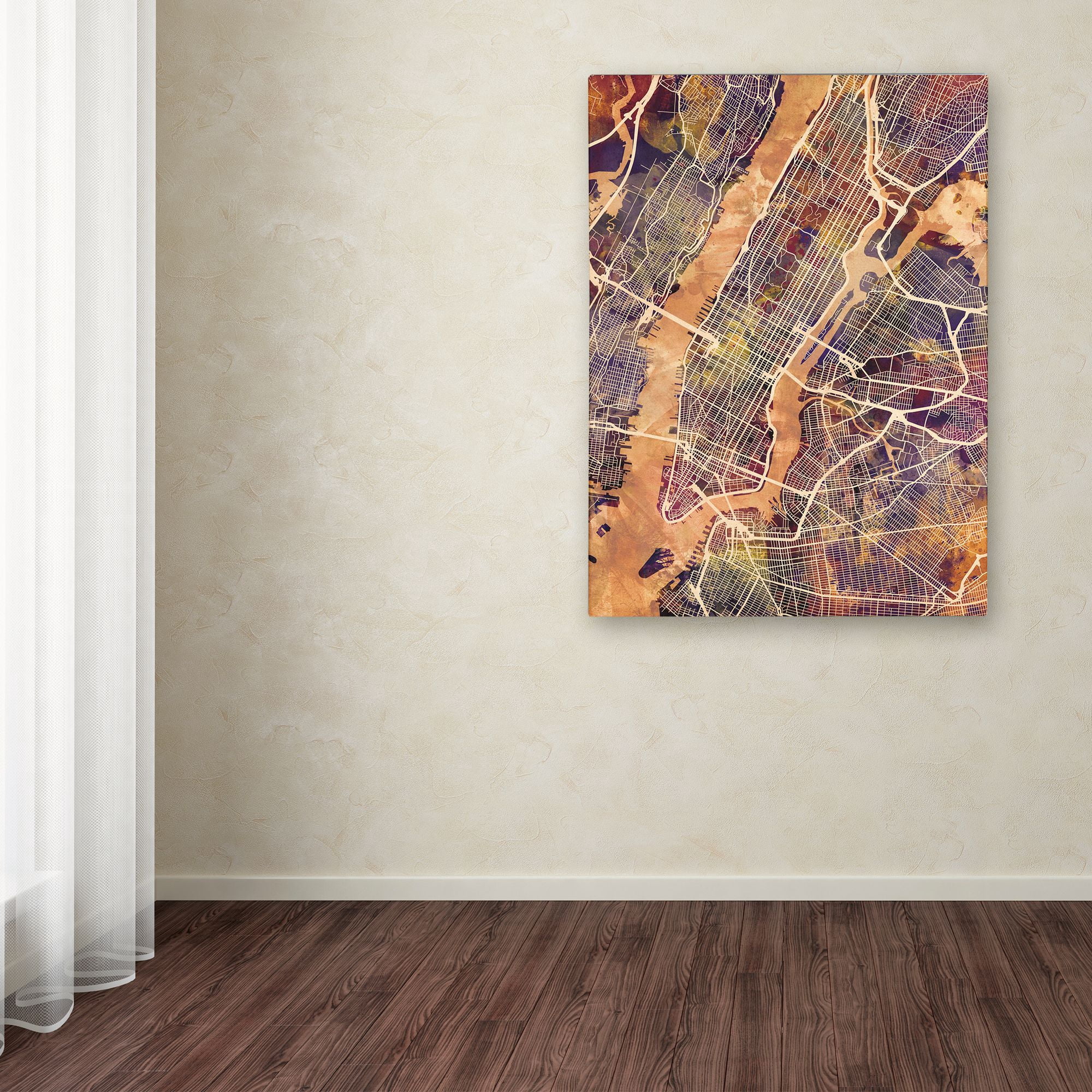 Trademark Fine Art 'New York City Street Map' Canvas Art by Michael Tompsett