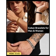 ChainsHouse Silver Cuban Link Bracelet for Men Chunky 8mm/12mm/17mm Width Mens Chain Bracelets Stainless Steel Punk Jewelry Gift