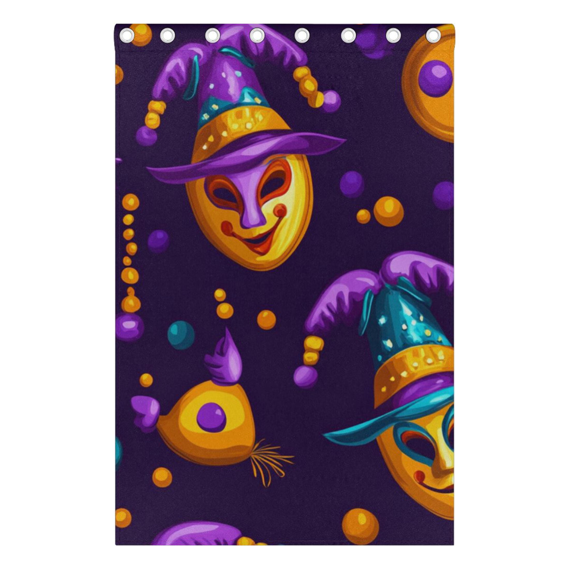 Colorful Mardi Gras Masks and Beads Blackout Curtains for Living Room Bedroom 55W x 72/84L Insulated Window Drapes 2 Panels