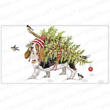 

Mary Lake Thompson Basset Hound Carrying A Christmas Tree Bagged Towel Great Gift C43