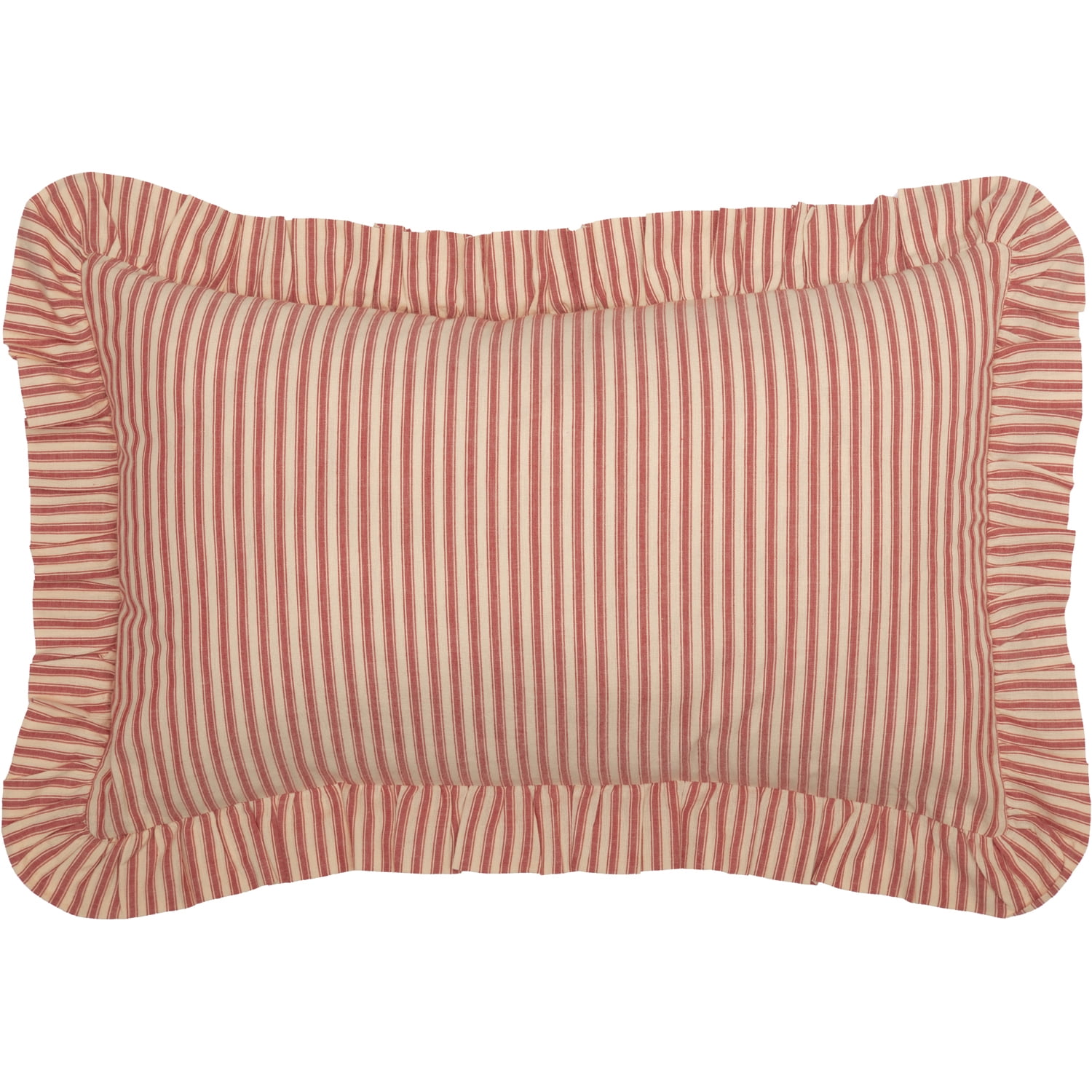 VHC Brands Sawyer Mill Red Ticking Stripe Fabric Pillow 14x22