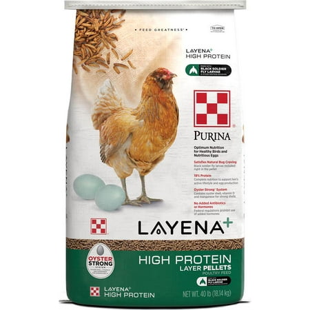 Purina Layena+ High Protein Layer Chicken Feed. Chicken Layer Feed with High Protein, 40 lbs