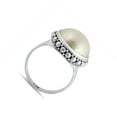 thumbnail image 4 of Freshwater Simulated Pearl Ball Bali Bead Halo Ring .925 Sterling Silver Band Jewelry Female Size 9, 4 of 4