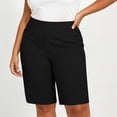 thumbnail image 4 of ZToonmas Women's Plus Size High Waist Pull on Bermuda Shorts Stretch Waist Straight Leg Knee Length Casual Golf Walking Shorts with Side Pockets, 4 of 8