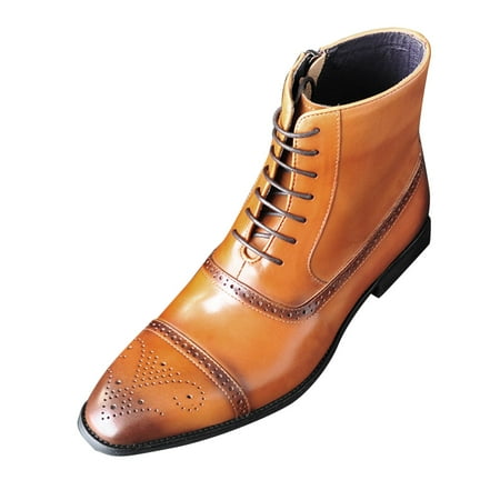 

KaLI_store Mens Shoes Men Dress Shoe King Classic Oxford with Leather Lining - Wide Width Available Yellow