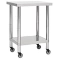 thumbnail image 1 of vidaXL Kitchen Work Table with Wheels 60x30x85 cm Stainless Steel, 1 of 5
