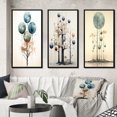 thumbnail image 1 of Designart "Vintage Illustration Geometric Tree of Wisdom III" Modern Geometric Framed Wall Art Set Of 3 - Blue Abstract Frame Canvas Set For Living Room Decor, 1 of 6
