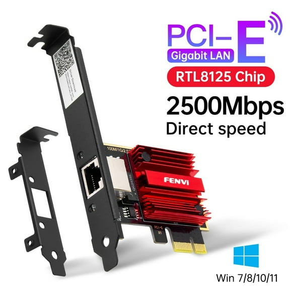 Fenvi 2.5Gbps PCIe Network Card RTL8125 Lan Controller Gigabit Nic PCI-E x1 to RJ45 Ethernet Port for Gaming Desktop With Low Profile Bracket