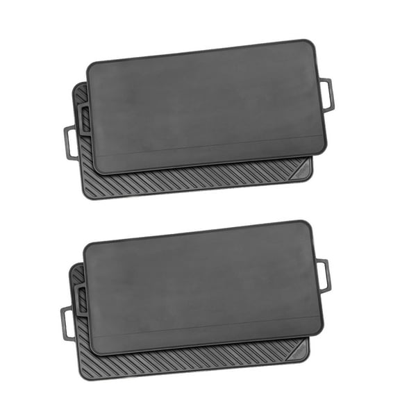 Bayou 28 Inch Dual Sided Reversible Seasoned Cast Iron Griddle Pan (2 Pack)