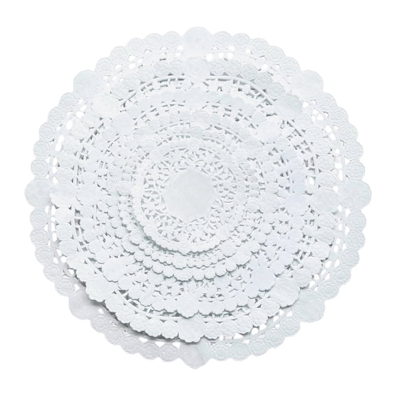 The Baker Celebrations Paper Lace Doilies,  120-count Combo Doily Pack, White Round - Assorted 7 sizes from 4" to 12", Thick and Sturdy