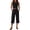 Black, variant on Women's Casual Retro Solid Two Piece Set - Long Sleeveless Pullover Shirt, Round Neck Vintage Outfit for Summer Daily and Beach,Black 2XL