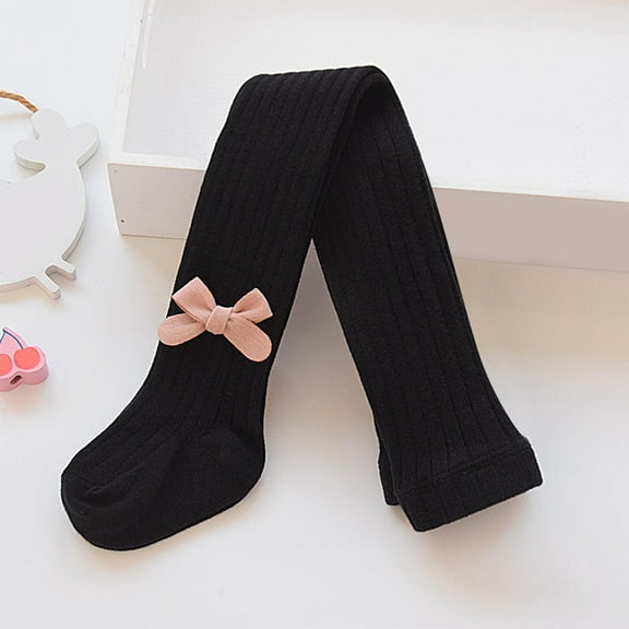 Girl's Leggings Pant Seamless Pure Cotton Pantyhose Non-Skid Socks with Cute Bow for Girls Toddler Baby Knitted Stretchy Waist 1-8 Years