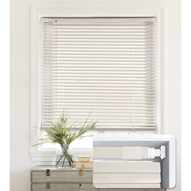 LazBlinds Cordless No ToolsNo Drill 1" Aluminum Horizontal Mini Blinds Shades for Window Size