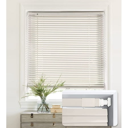 

LazBlinds Cordless No Tools-No Drill 1 Aluminum Horizontal Mini Blinds Shades for Window Size 39 W x 64 H Light Filtering Inside Installation Cordless-Cream