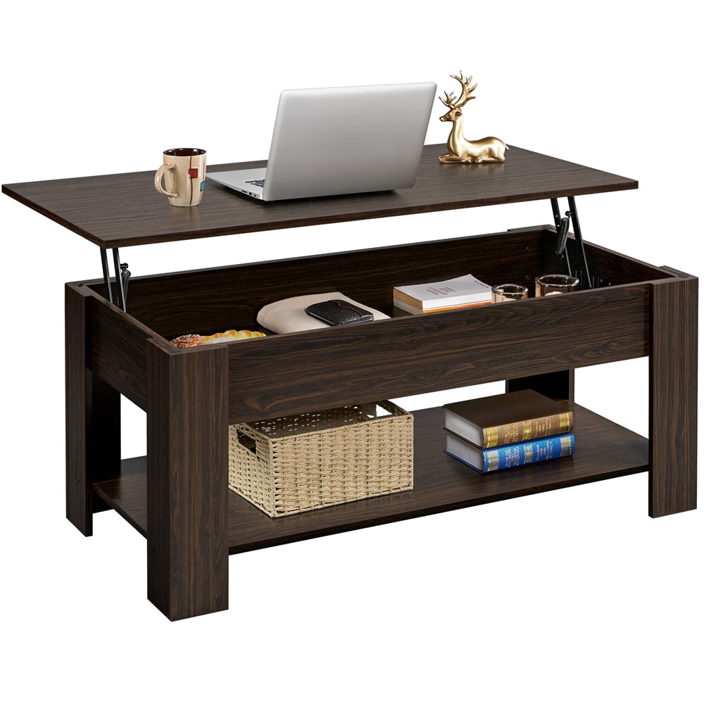 Yaheetech 47.5in Wooden Lift Top Coffee Table with Hidden Compartment for Living Room, Espresso