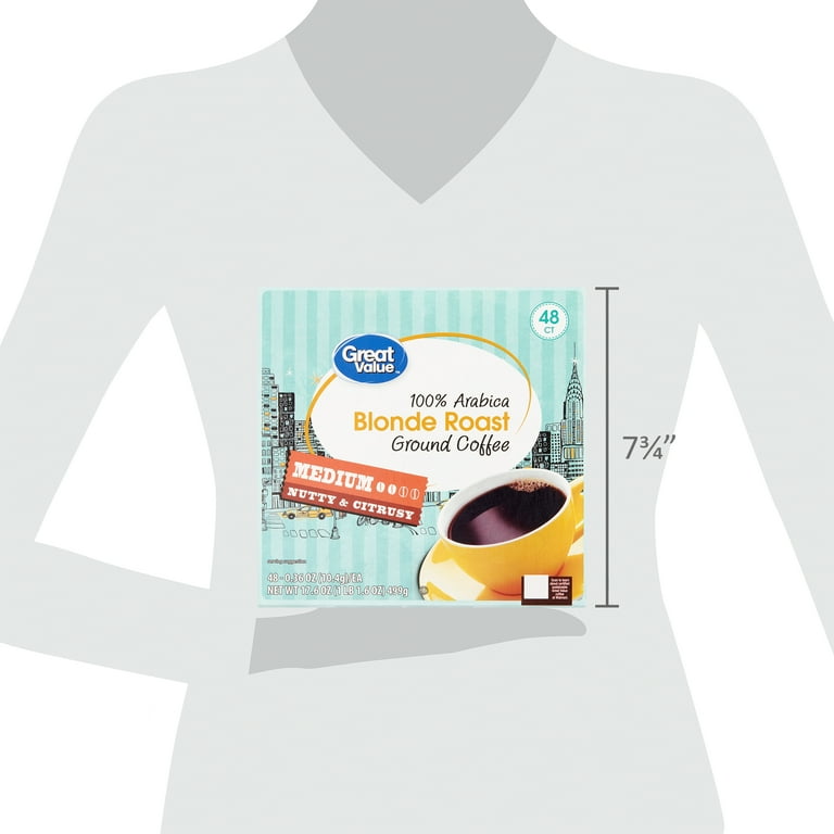 Great Value 100% Arabica Blonde Medium Roast Coffee Pods, 48 Ct